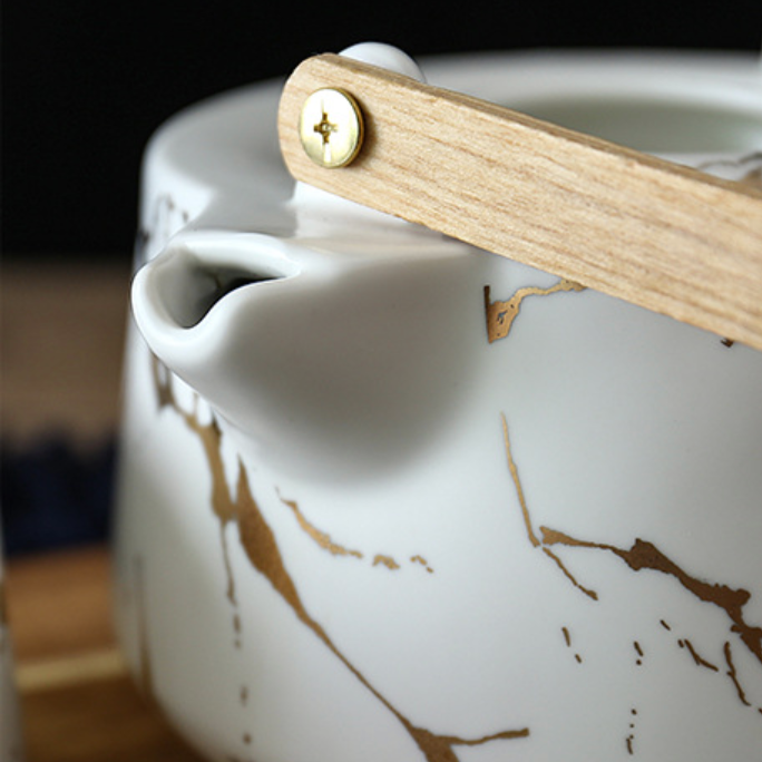 Marble White Gold Tea Set - Tea cup set, tea set, teapot set | Tea set for Dining Table & Home Decor