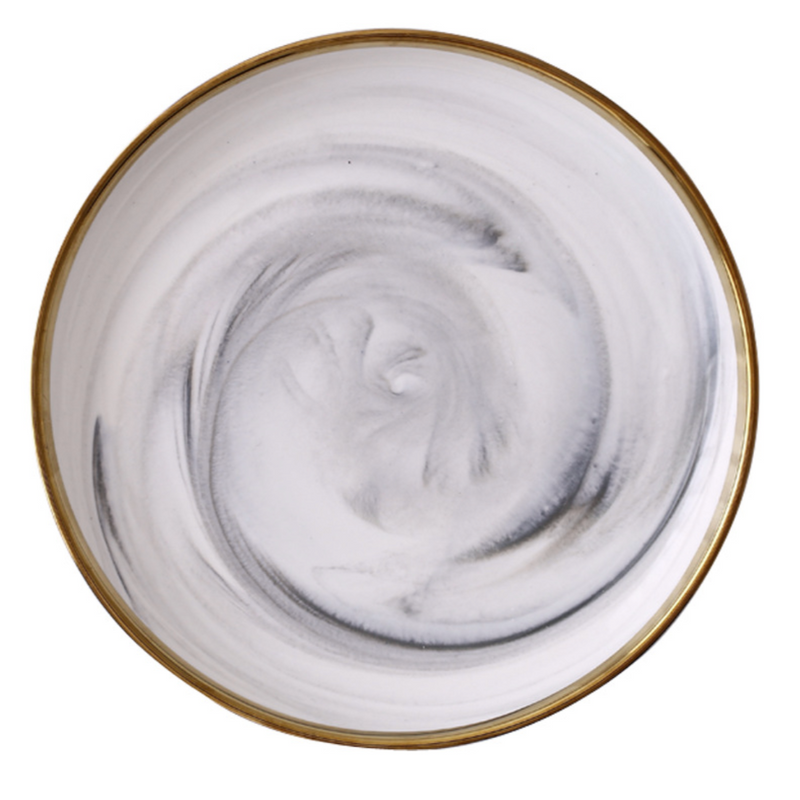 Marble Patterned Ceramic Dinner Plate Grey 10 Inch - Serving plate, lunch plate, ceramic dinner plates| Plates for dining table & home decor