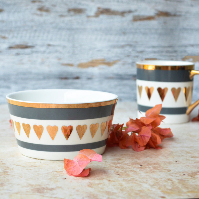 MERRY Heart Snack Bowl 400 ml - Bowl,ceramic bowl, snack bowls, curry bowl, popcorn bowls | Bowls for dining table & home decor