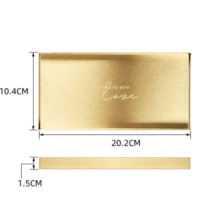 Golden Metal Tray Rectangle Small 8 Inch