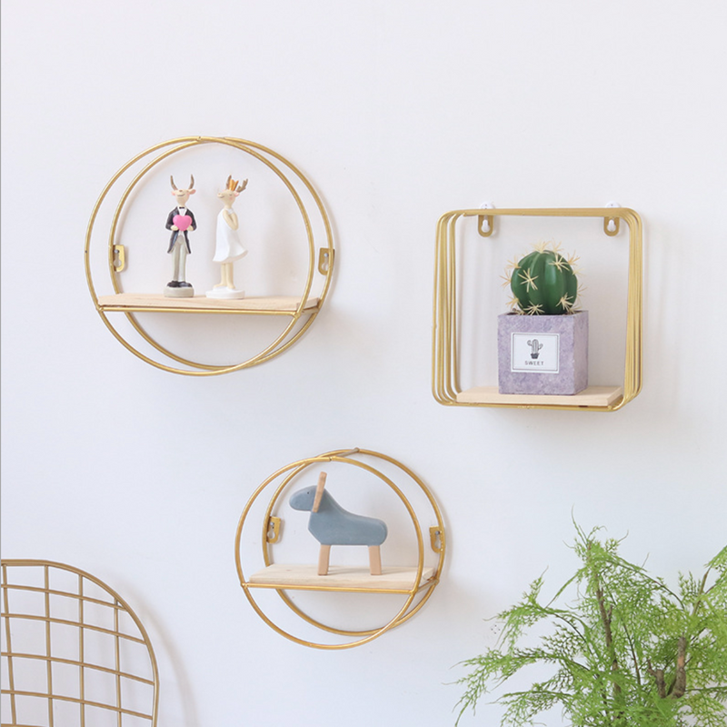 Round Metal and Wood Shelf - Wall shelf and floating shelf | Shop wall decoration & home decoration items