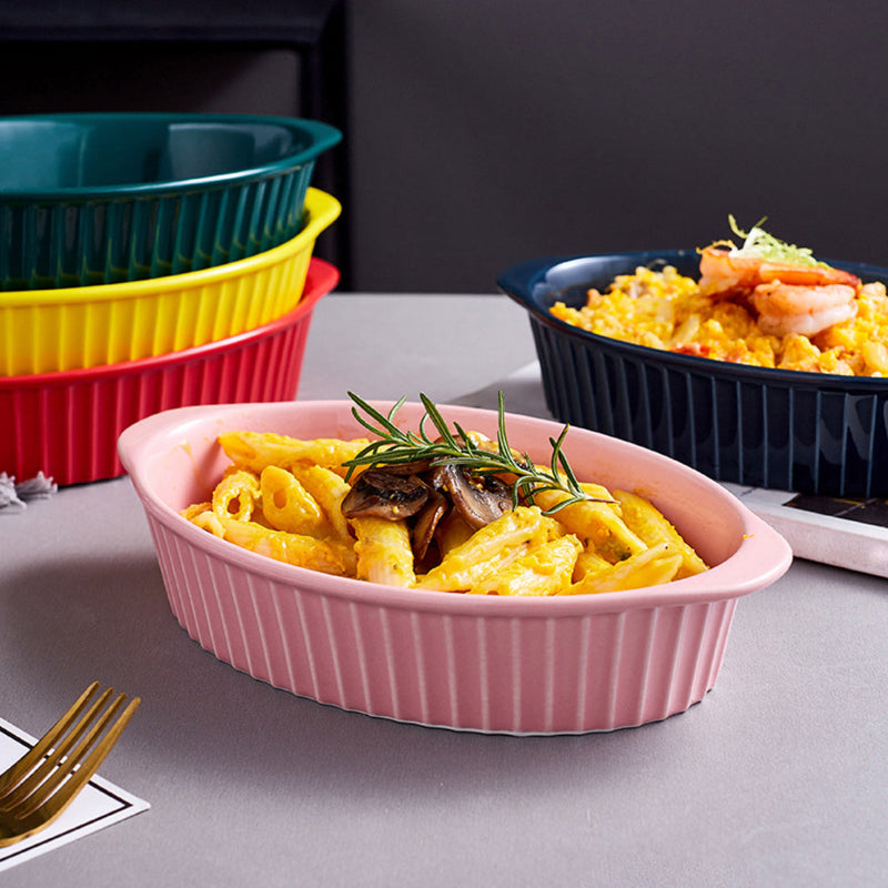 Oval Microwave Baking Pan Pink 8.5 Inch - Baking Dish