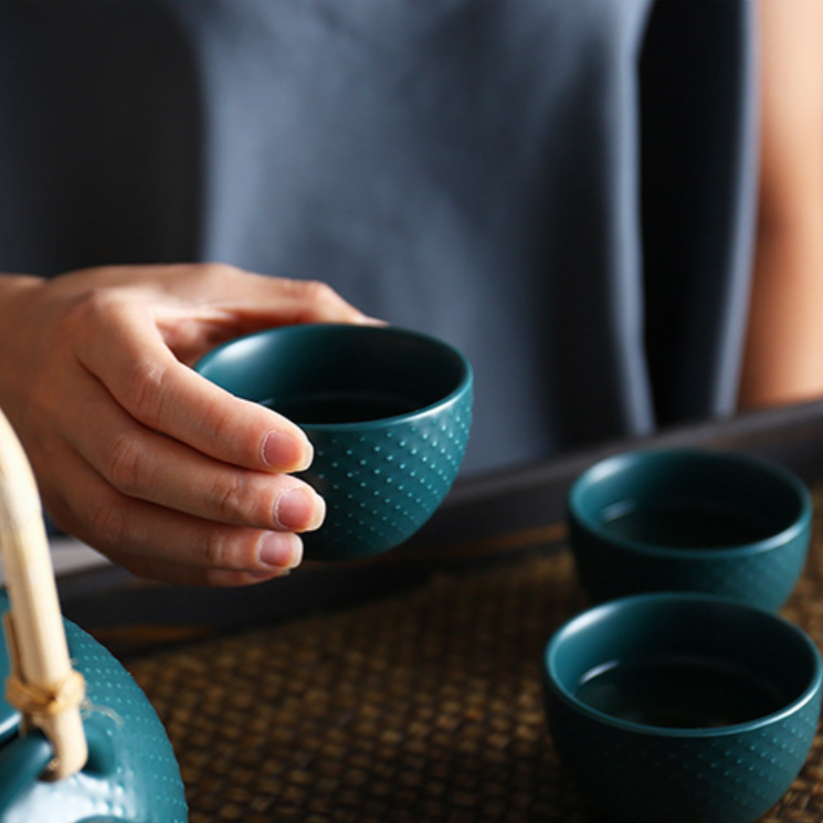 Midnight Green Tea set - Tea cup set, tea set, teapot set | Tea set for Dining Table & Home Decor