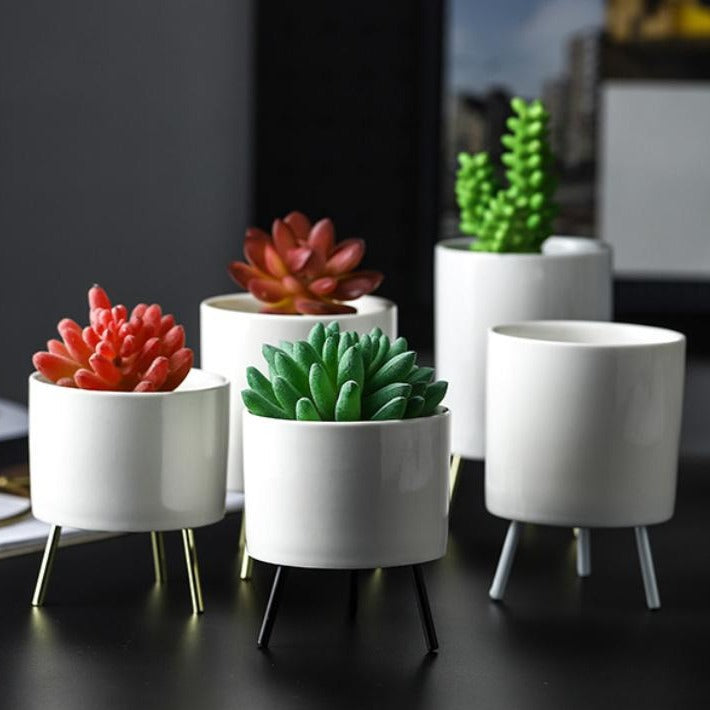 White Planter With Stand - Indoor planters and flower pots | Home decor items