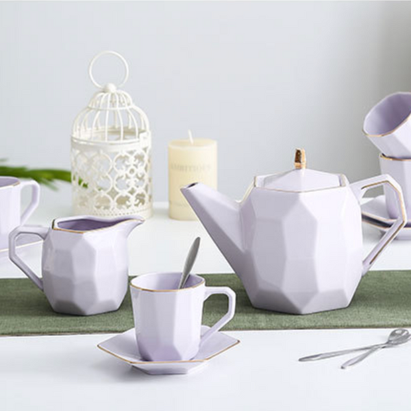 Modern Tea Set Purple - Tea cup set, tea set, teapot set | Tea set for Dining Table & Home Decor