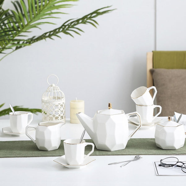 Modern Tea Set White - Tea cup set, tea set, teapot set | Tea set for Dining Table & Home Decor