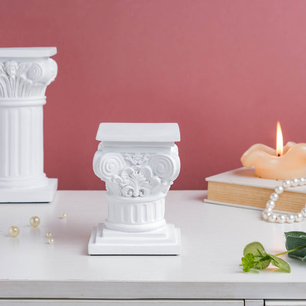 White Augustus Roman Pillar Small - Showpiece | Home decor item | Room decoration item