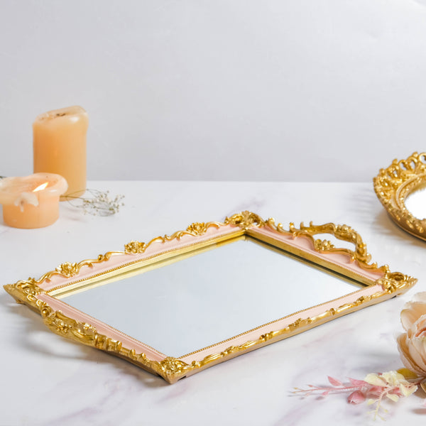 Theia Glam Square Gold Tray With Handles