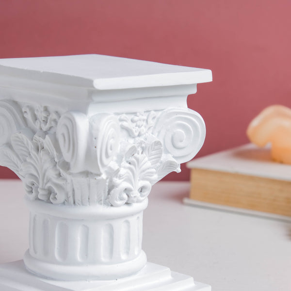 White Augustus Roman Pillar Small - Showpiece | Home decor item | Room decoration item