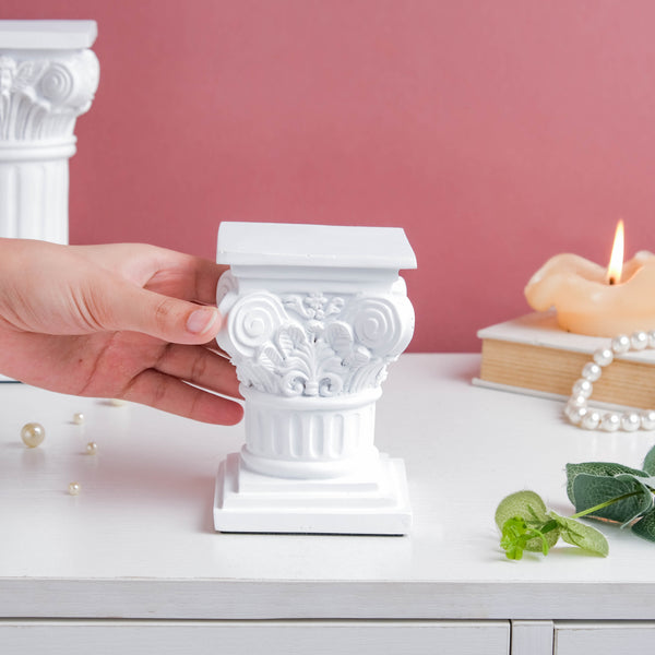 White Augustus Roman Pillar Small - Showpiece | Home decor item | Room decoration item