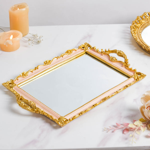 Theia Glam Square Gold Tray With Handles