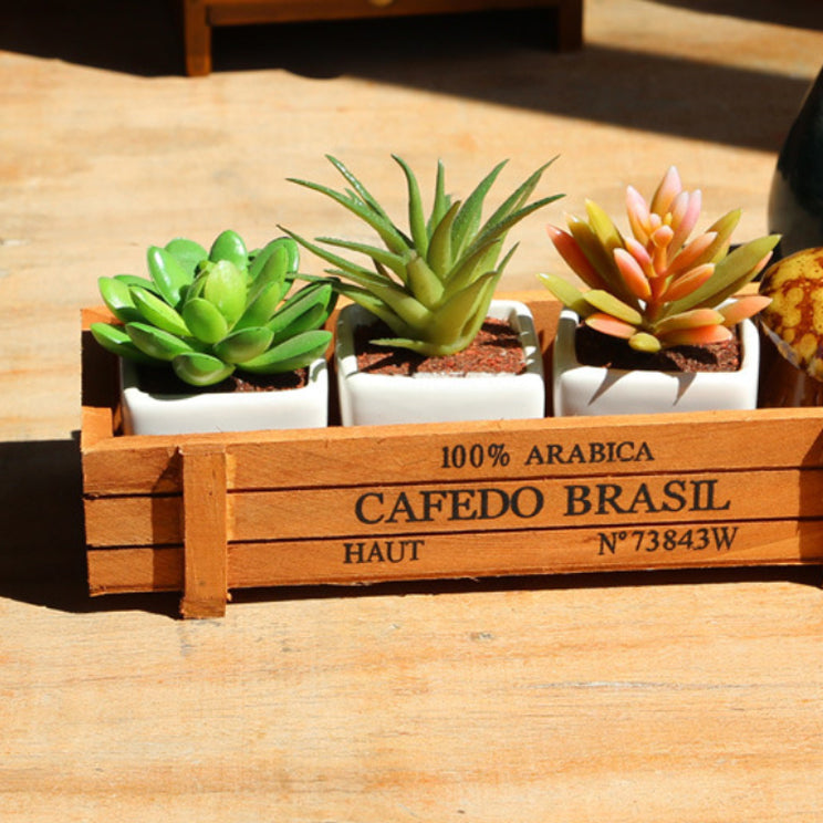 Wooden Plant Holder - Set of 2 - Basket | Crate