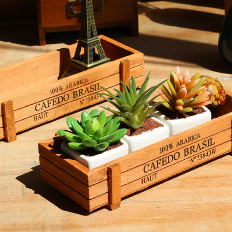 Wooden Plant Holder - Set of 2 - Basket | Crate