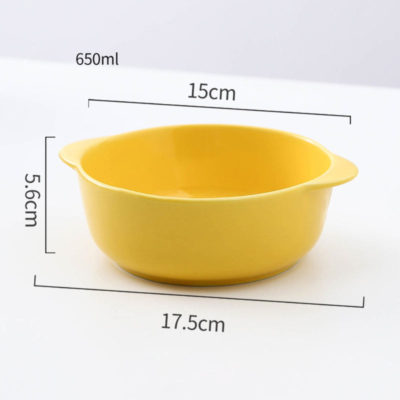 Bowl For Baking Yellow Large 650ml - Bowl, ceramic bowl, serving bowls, noodle bowl, salad bowls, bowl with handle, baking bowls | Bowls for dining table & home decor