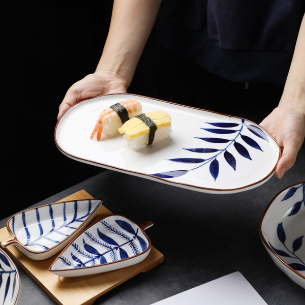 Palm Leaf Tray - Ceramic platter, serving platter, fruit platter | Plates for dining table & home decor