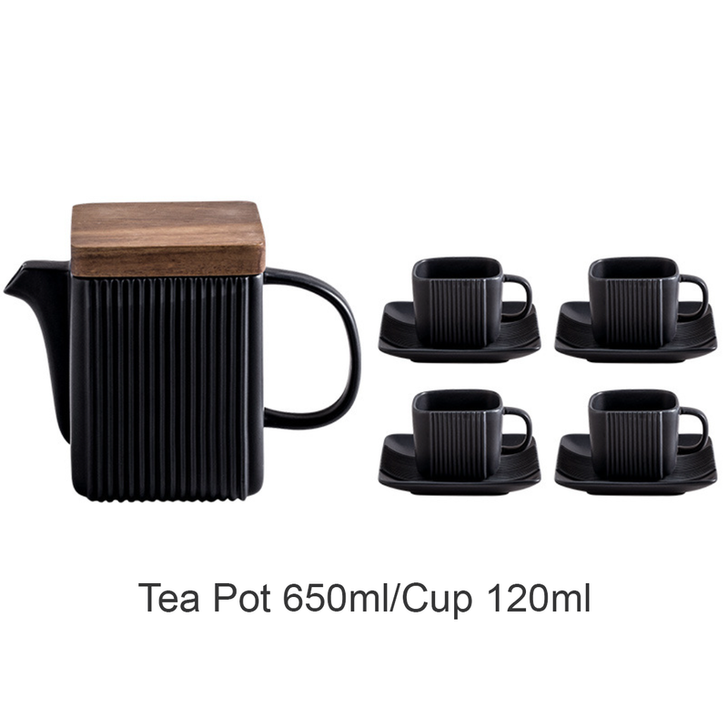 Ceramic Tea Set Black - Tea cup set, tea set, teapot set | Tea set for Dining Table & Home Decor