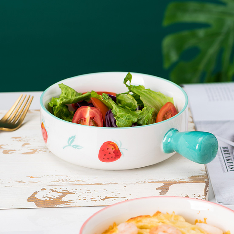 Fruit Printed Bowl - Ceramic bowl, salad bowls, snack bowls, bowl with handle | Bowls for dining table & home decor
