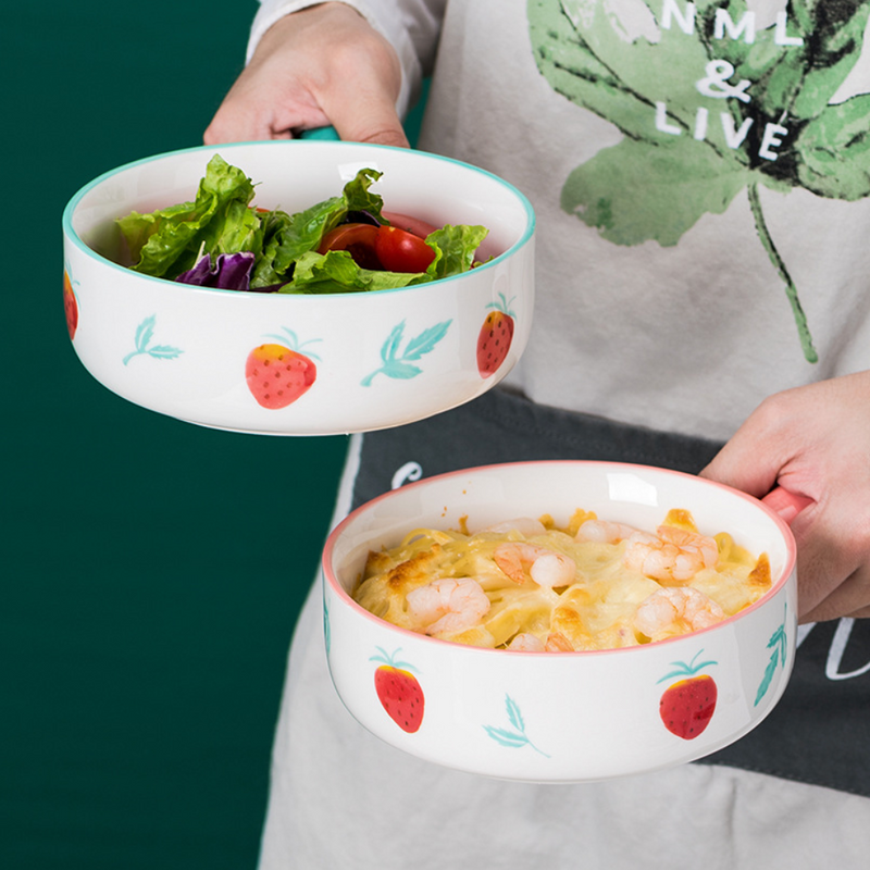 Fruit Printed Bowl - Ceramic bowl, salad bowls, snack bowls, bowl with handle | Bowls for dining table & home decor