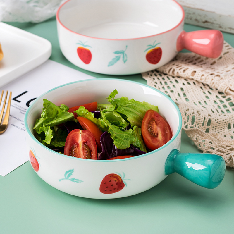 Fruit Printed Bowl - Ceramic bowl, salad bowls, snack bowls, bowl with handle | Bowls for dining table & home decor