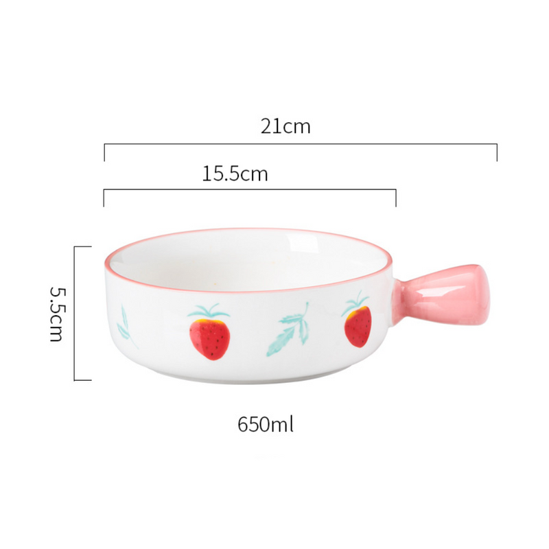 Fruit Printed Bowl - Ceramic bowl, salad bowls, snack bowls, bowl with handle | Bowls for dining table & home decor
