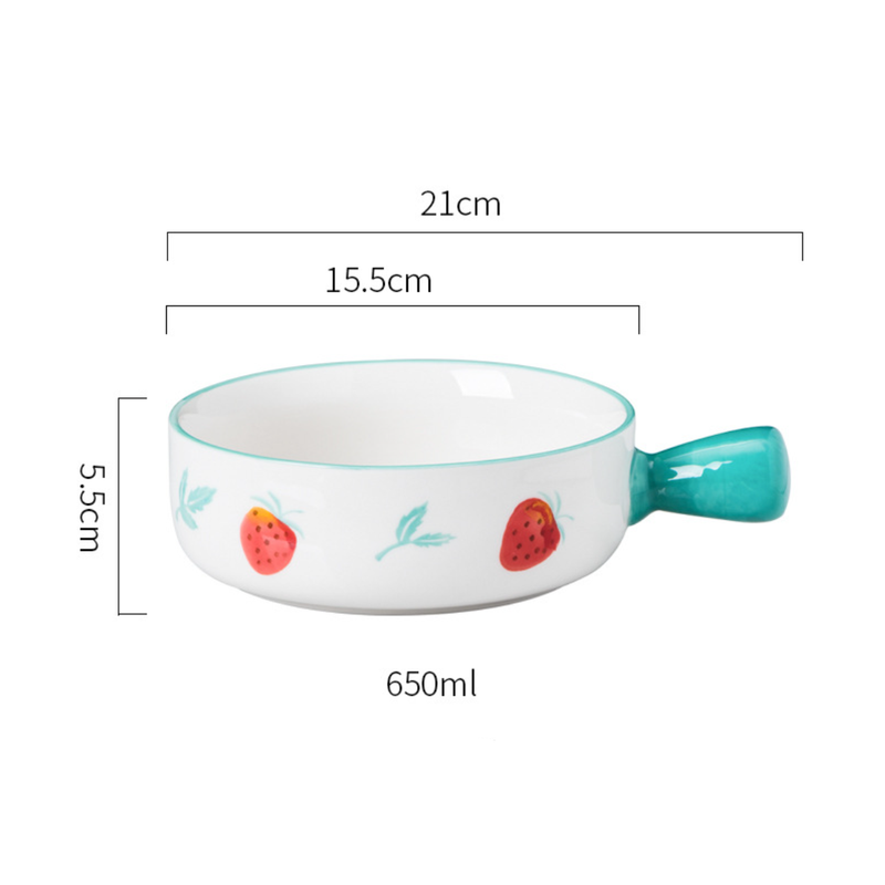 Fruit Printed Bowl - Ceramic bowl, salad bowls, snack bowls, bowl with handle | Bowls for dining table & home decor