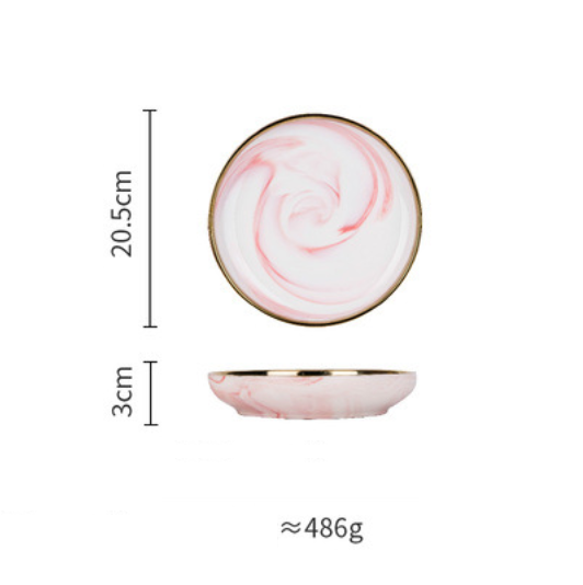 Pink Marble Plate - Serving plate, snack plate, ceramic dinner plates| Plates for dining table & home decor