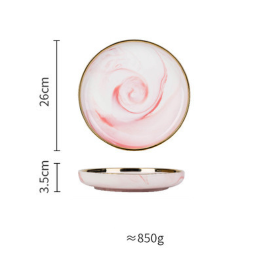 Pink Marble Plate - Serving plate, snack plate, ceramic dinner plates| Plates for dining table & home decor
