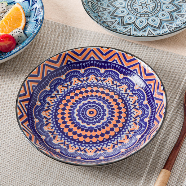 Mandala Snack Plate Set of 2 - Serving plate, snack plate, dessert plate | Plates for dining & home decor