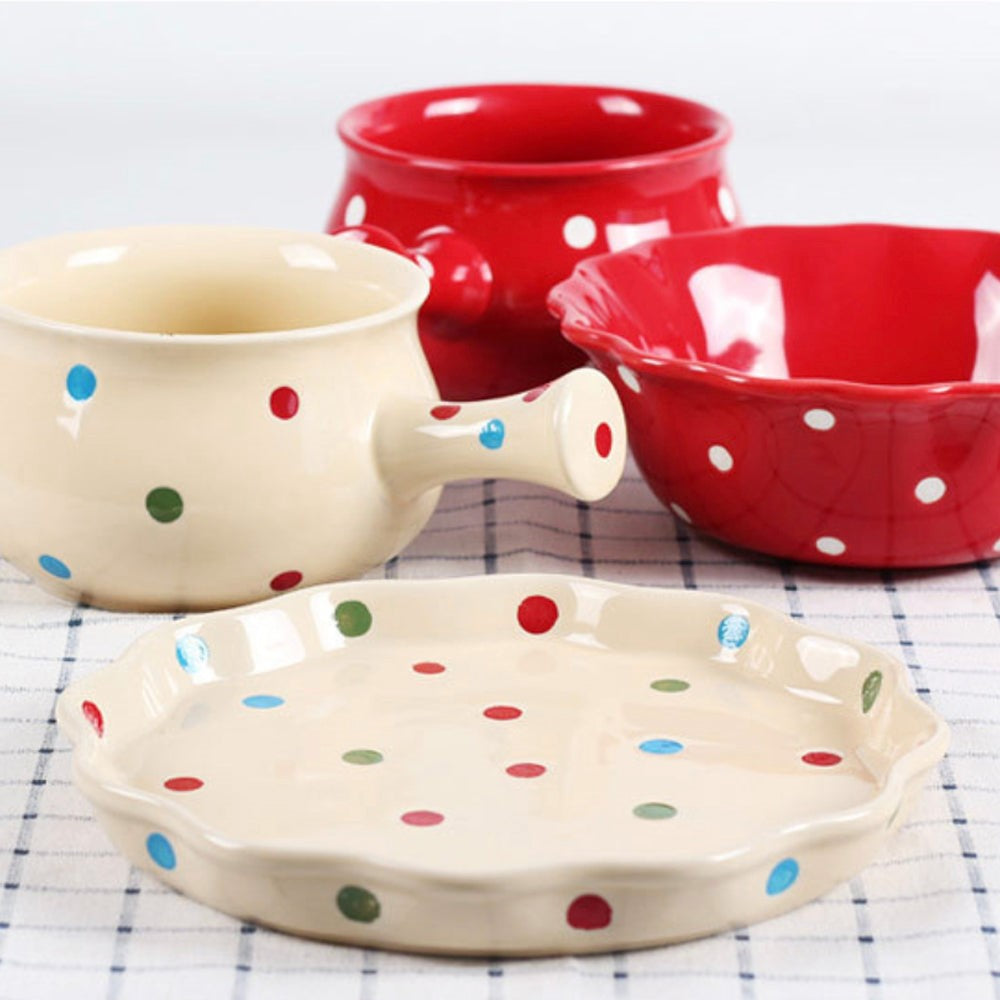 Polka dot outlet ceramic plates