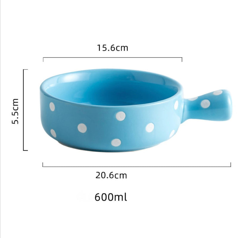 Dots Bowl With Handle - Ceramic bowl, salad bowls, snack bowls, bowl with handle | Bowls for dining table & home decor