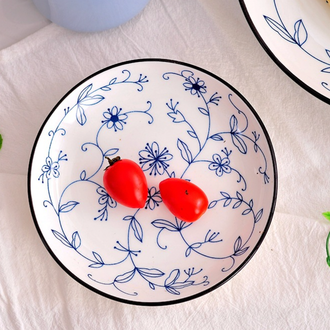 Blue and White Floral Snack Plate - Serving plate, snack plate, dessert plate | Plates for dining & home decor