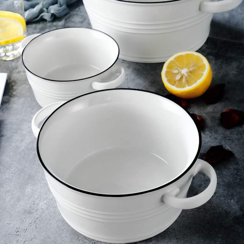 White Serving Bowl Small - Bowl, ceramic bowl, serving bowls, noodle bowl, salad bowls, bowl for snacks, baking bowls, large serving bowl, bowl with handle | Bowls for dining table & home decor