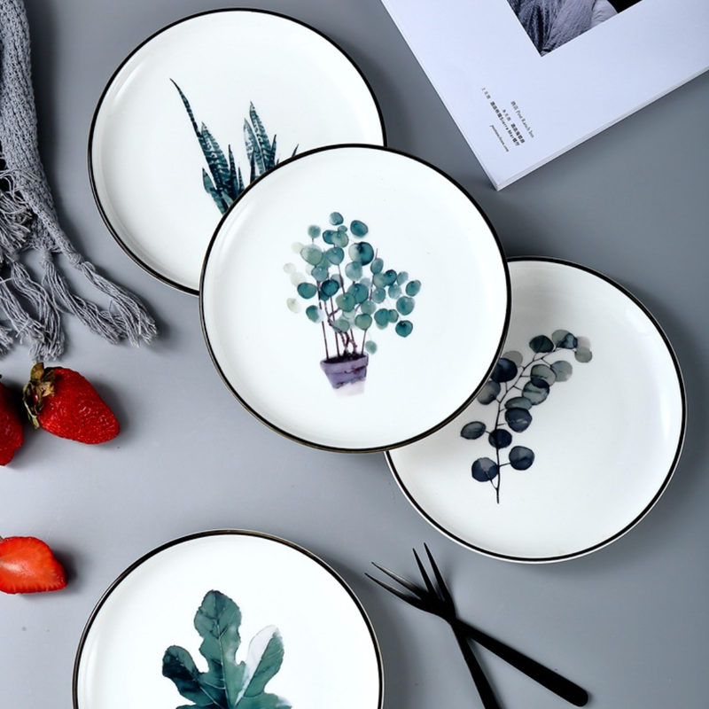 Side Plate With Leaf Motif - Serving plate, snack plate, dessert plate | Plates for dining & home decor