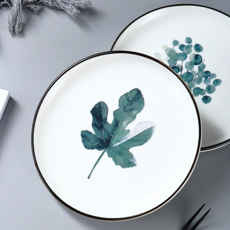 Side Plate With Leaf Motif - Serving plate, snack plate, dessert plate | Plates for dining & home decor