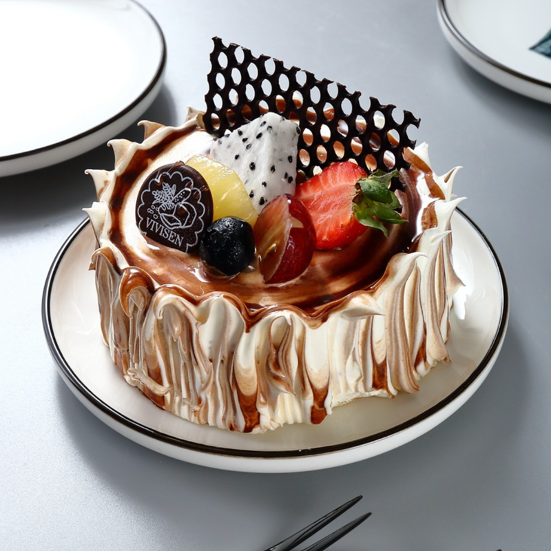 Side Plate With Leaf Motif - Serving plate, snack plate, dessert plate | Plates for dining & home decor