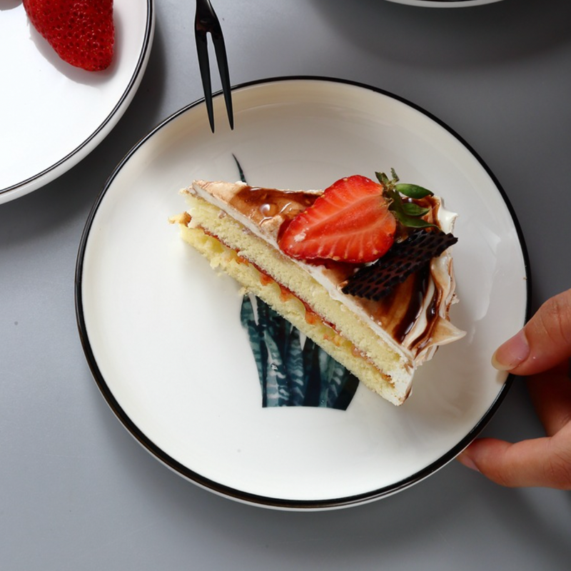 Side Plate With Leaf Motif - Serving plate, snack plate, dessert plate | Plates for dining & home decor