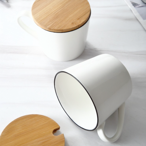 Pearly White Mug With Lid- Mug for coffee, tea mug, cappuccino mug | Cups and Mugs for Coffee Table & Home Decor