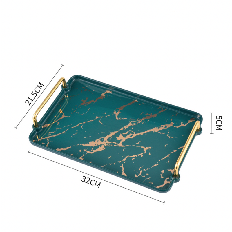 Marble Finish Tray With Handle