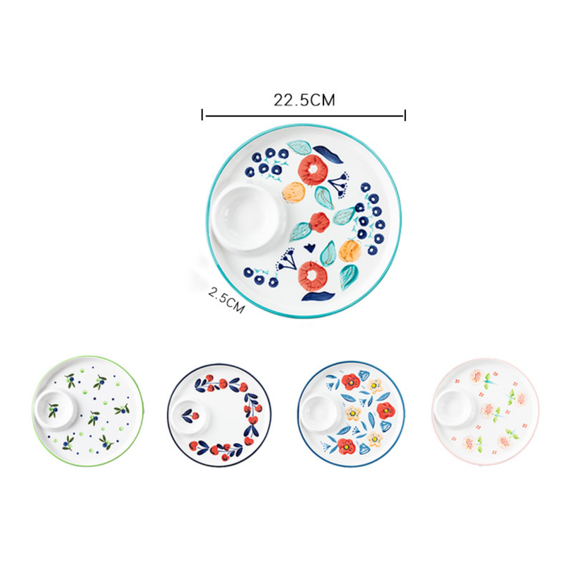 Floral Dumpling Plate - Serving plate, snack plate, momo plate, plate with compartment | Plates for dining table & home decor