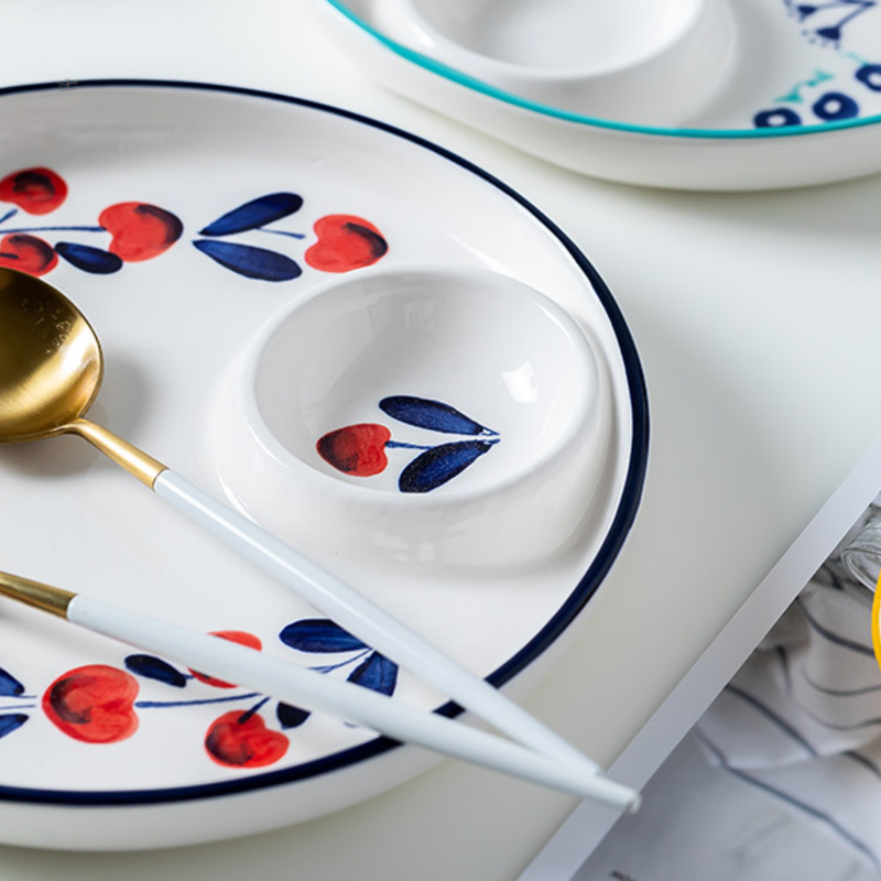 Floral Dumpling Plate - Serving plate, snack plate, momo plate, plate with compartment | Plates for dining table & home decor