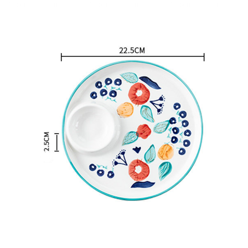 Floral Dumpling Plate - Serving plate, snack plate, momo plate, plate with compartment | Plates for dining table & home decor