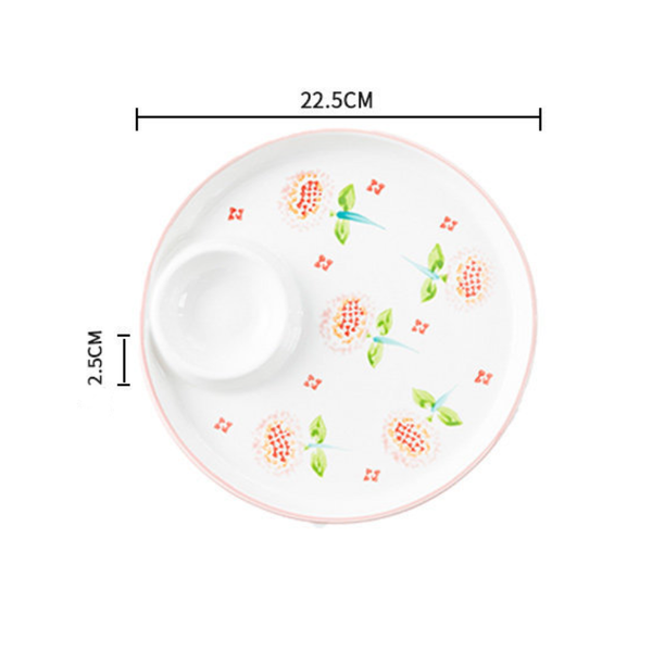 Floral Dumpling Plate - Serving plate, snack plate, momo plate, plate with compartment | Plates for dining table & home decor