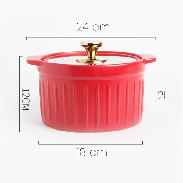 Cooking Pot with Glass Lid Red - Cooking Pot