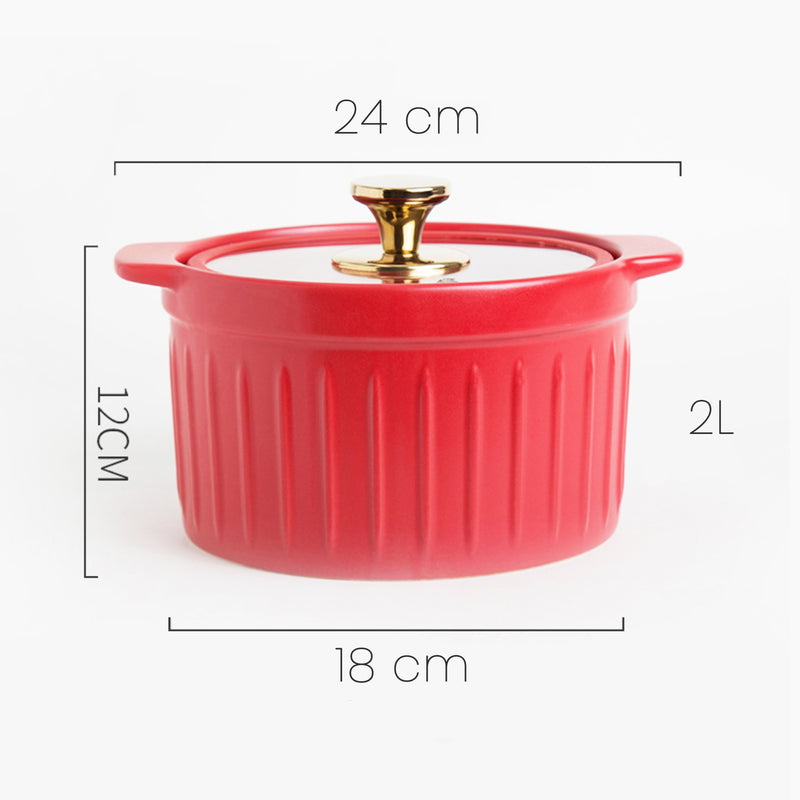 Cooking Pot with Glass Lid Red - Cooking Pot