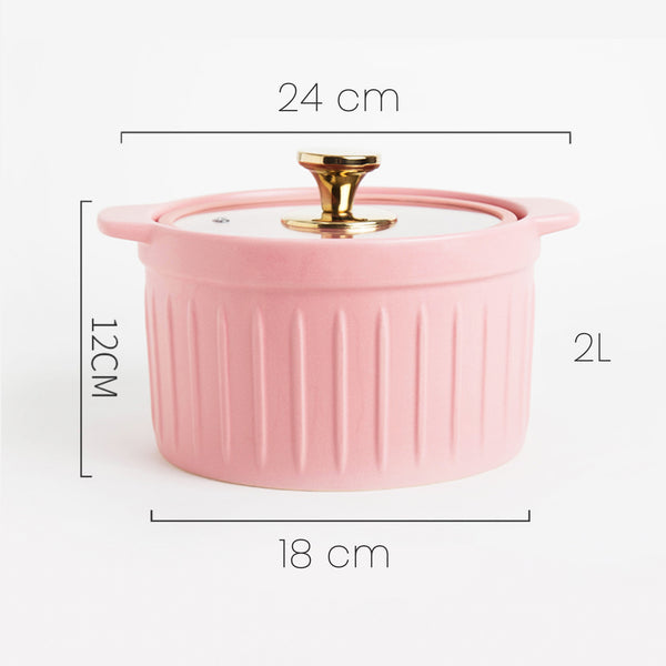 Cooking Pot with Glass Lid Pink - Cooking Pot