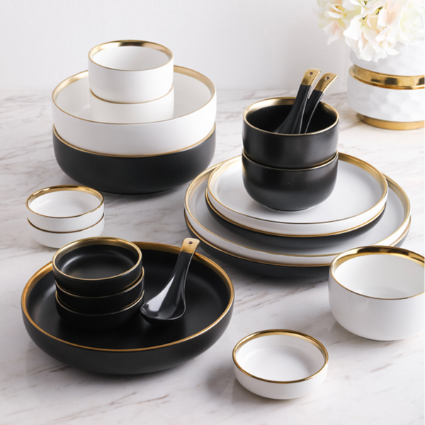 Bowls Black And Gold Dinner Set VERA Black Bowl Online Premium