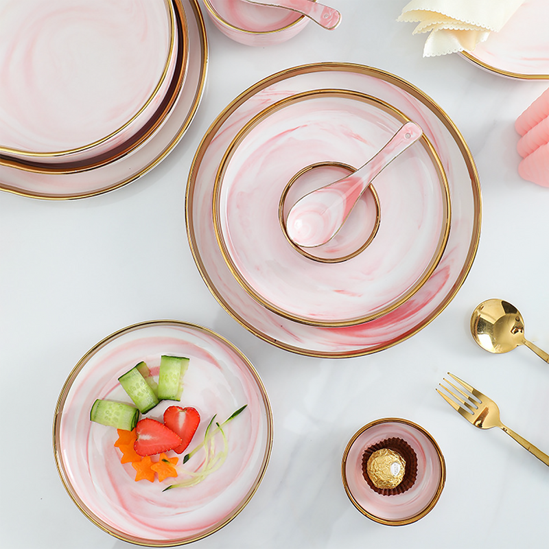 Pink Marble Salad Plate - Serving plate, snack plate, dessert plate | Plates for dining & home decor