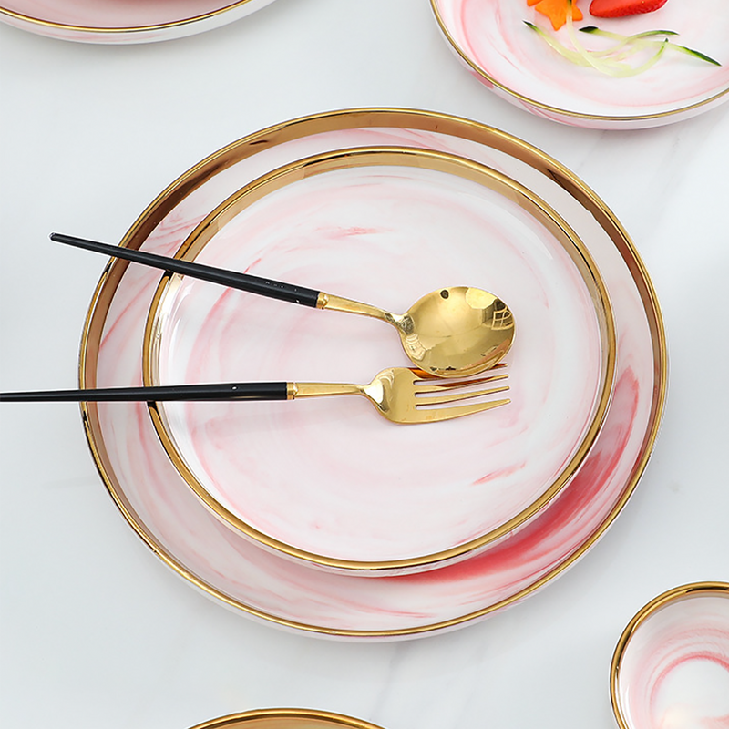 Pink Marble Salad Plate - Serving plate, snack plate, dessert plate | Plates for dining & home decor