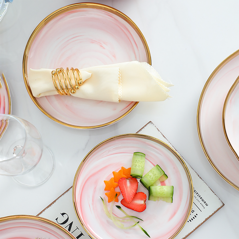 Pink Marble Salad Plate - Serving plate, snack plate, dessert plate | Plates for dining & home decor