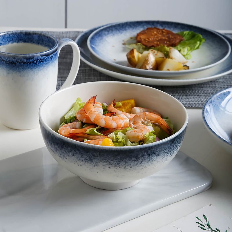 Blue And White Handcrafted Soup Bowl - Bowl, soup bowl, ceramic bowl, snack bowls, curry bowl, popcorn bowls | Bowls for dining table & home decor